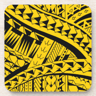 Samoan tribal tattoo pattern with spearheads art beverage coaster