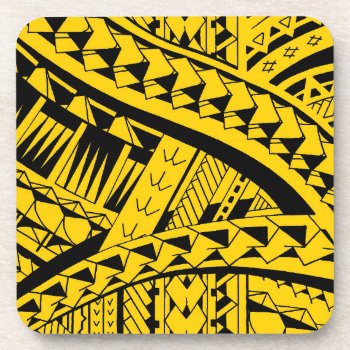 Samoan Tribal Tattoo Pattern With Spearheads Art Beverage Coaster by MarkStorm at Zazzle