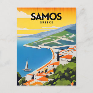 Samos Greece Traditional Travel Poster Postcard