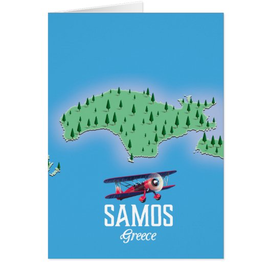 Samos Greek Island map Cards (Front)