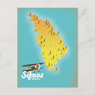 Samos Greek Island map Postcard
