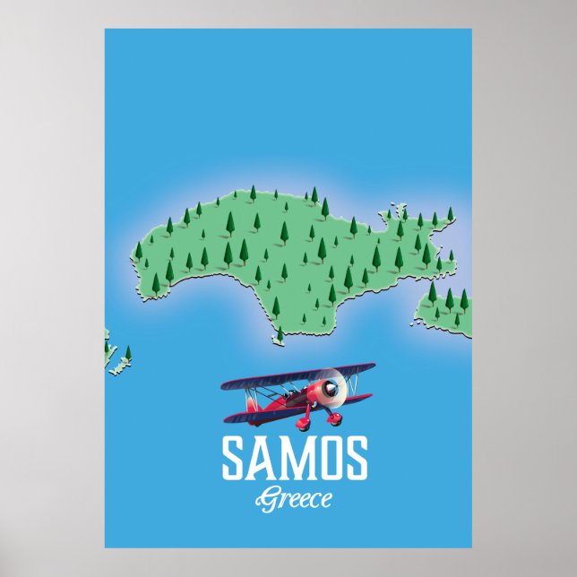 Samos Greek Island map Poster (Front)