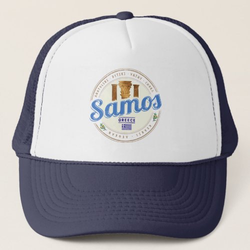 Samos island in Greece retro vintage vacation Trucker Hat