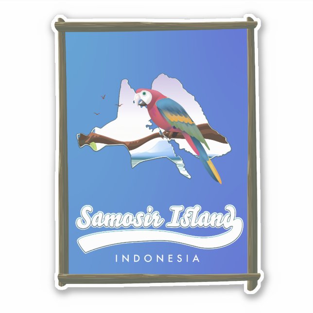 Samosir Island Indonesia travel map Sticker (Front)