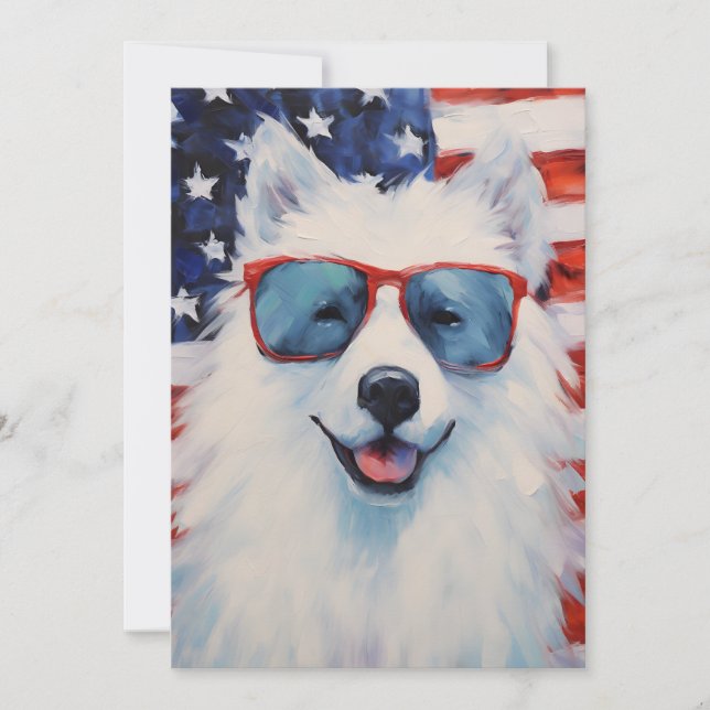 Samoyed 4th of July Independence day Holiday Card (Front)