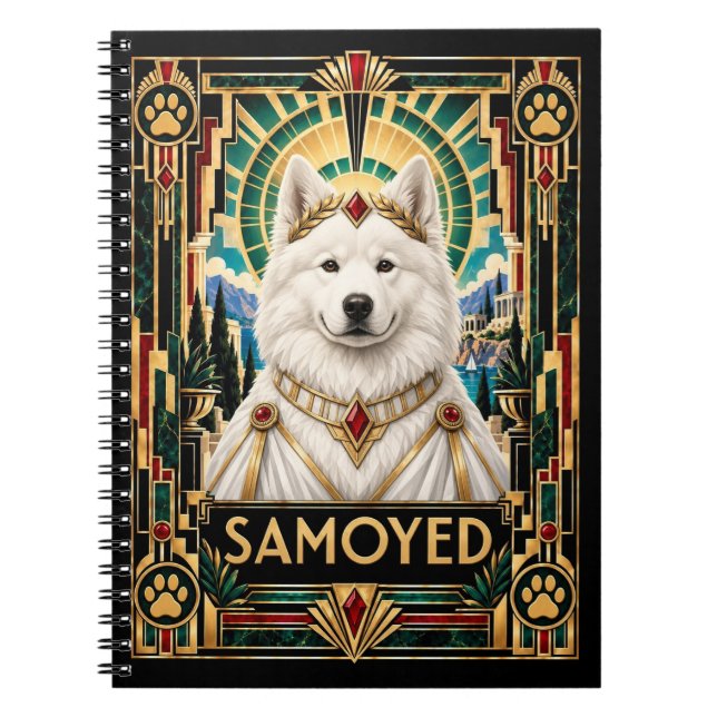 Samoyed, Art Deco Dog Notebook (Front)