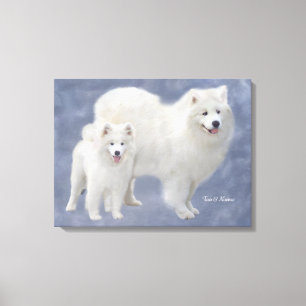 Samoyed Art Wrapped Canvas 24X18" Print