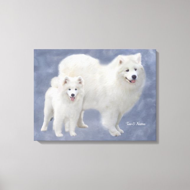 Samoyed Art Wrapped Canvas 24X18" Print (Front)