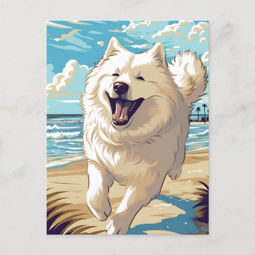 Samoyed at the beach postcard