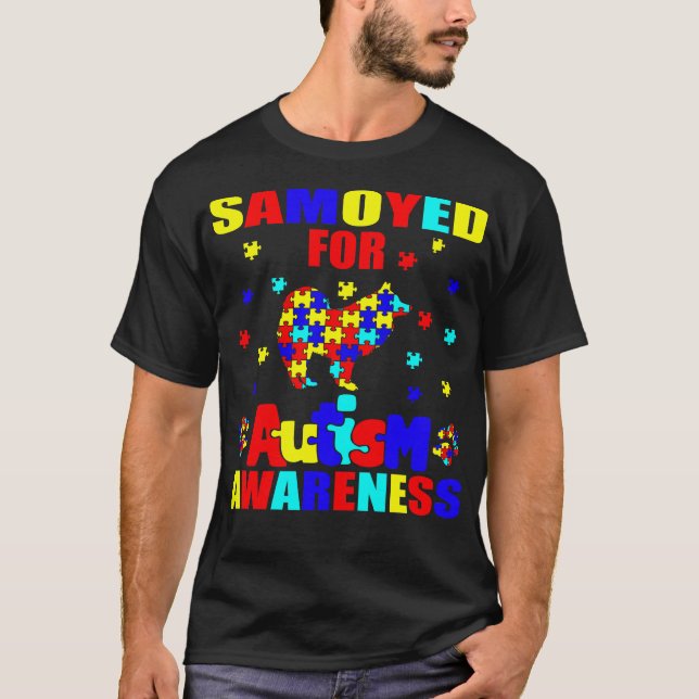 Samoyed Autism Awareness Gift T-Shirt (Front)