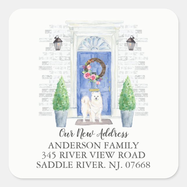 Samoyed Blue Door New Address Label (Front)