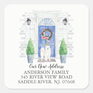 Samoyed Blue Door New Address Label