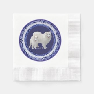 Samoyed Blue Willow Coin Paper Napkin