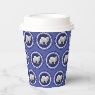 Samoyed Blue Willow Paper Cups Size: 8oz  w/ Lid