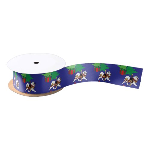 Samoyed Carousel Holiday Ribbon__ Gift Wrap Sep Satin Ribbon