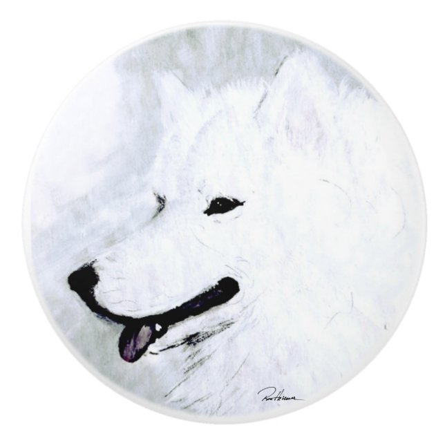 Samoyed Ceramic Knob (Front)