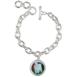 Samoyed Charm Bracelet; Silver Plate