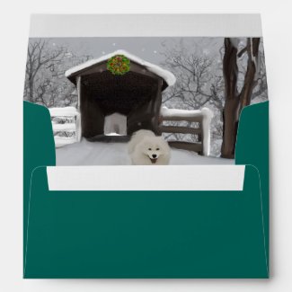 Samoyed Christmas A7 Greeting Card PaperType:Linen Envelope