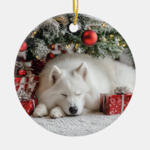 Samoyed Christmas Ceramic Ornament