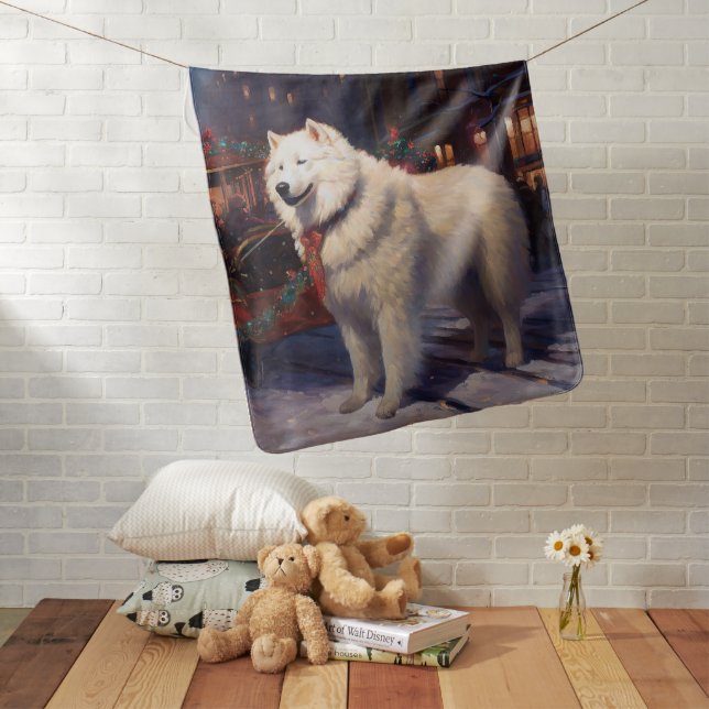 Samoyed Christmas Festive Season  Baby Blanket (In Situ)