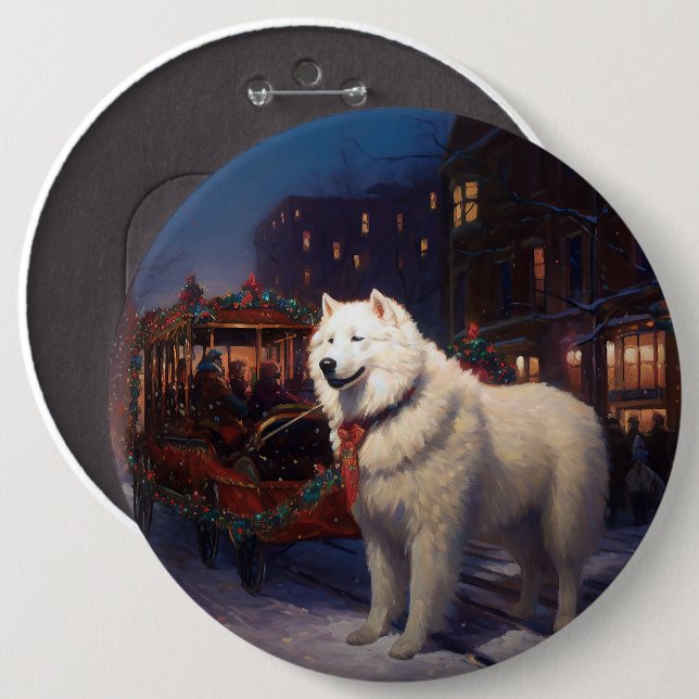 Samoyed Christmas Festive Season  Button (Front & Back)