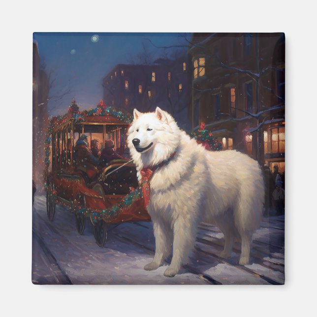 Samoyed Christmas Festive Season  Magnet (Front)