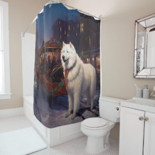 Samoyed Christmas Festive Season Shower Curtain