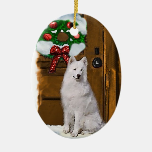 Samoyed Christmas Gifts Ornament (Front)