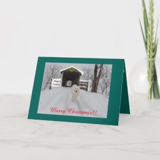 Samoyed Christmas Greeting Card, 7X5 inch card=