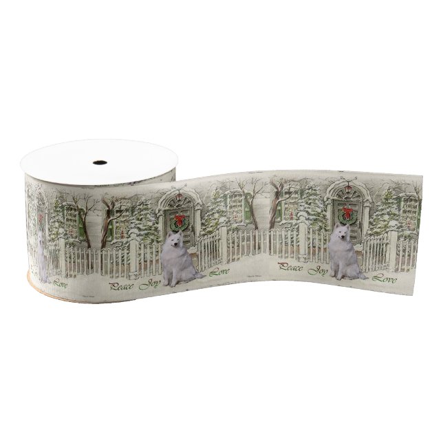 Samoyed Christmas Grosgrain Ribbon (Spool)