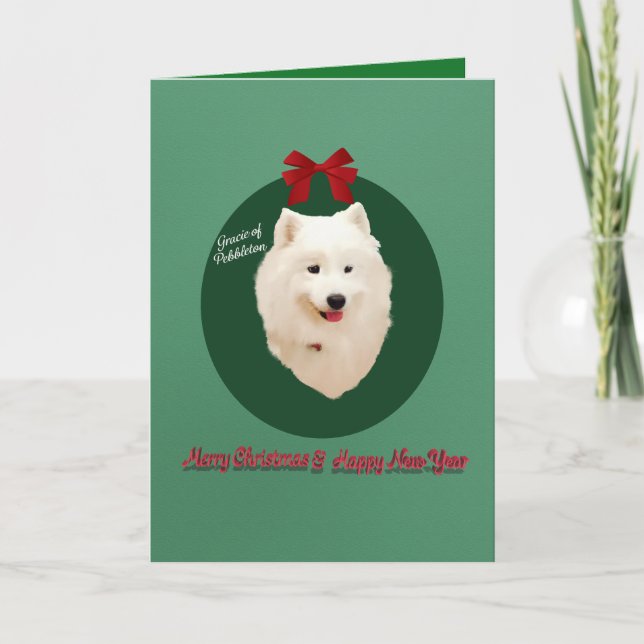 Samoyed Christmas Holiday Custom Card (Front)