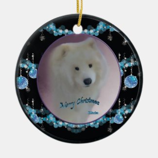 Samoyed Christmas Round Ornament (mini-portrait)