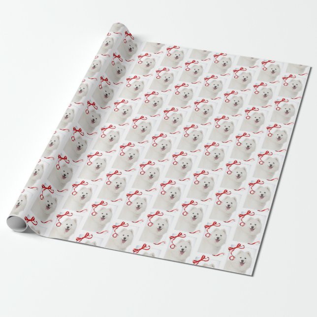 Samoyed Christmas Wrapping Paper (Unrolled)