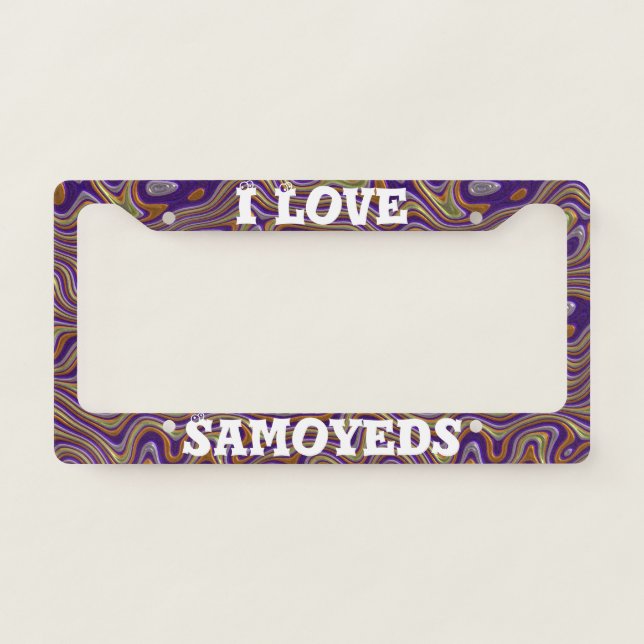 Samoyed Color Swirl License Plate Frame (Front)