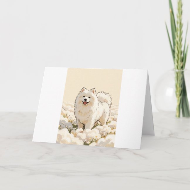 Samoyed Cotton Cloud Field Greeting Card