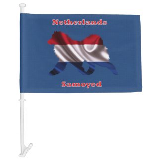 Samoyed Country Car Flag--Netherlands Car Flag