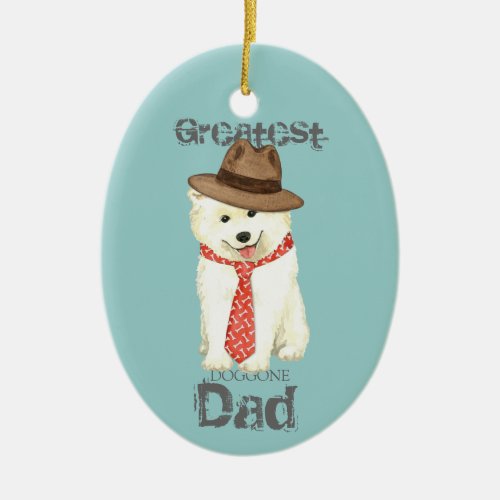 Samoyed Dad Ceramic Ornament