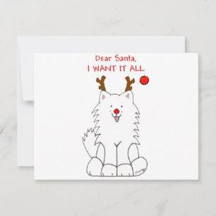 Samoyed Dear Santa Holiday Card