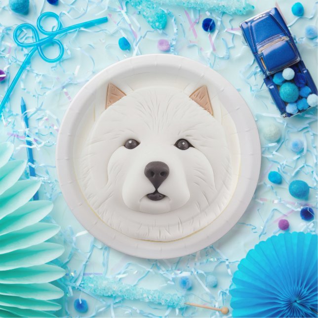 Samoyed Dog 3D Inspired Paper Plates (Party)