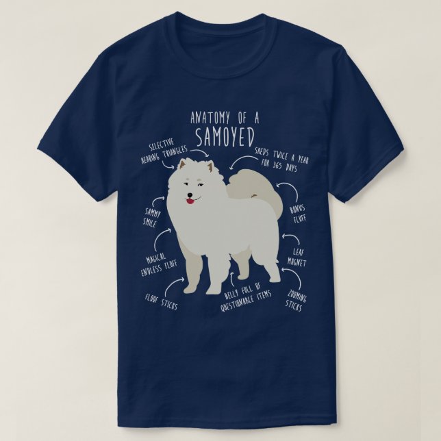 Samoyed Dog Anatomy 2 T-Shirt (Design Front)