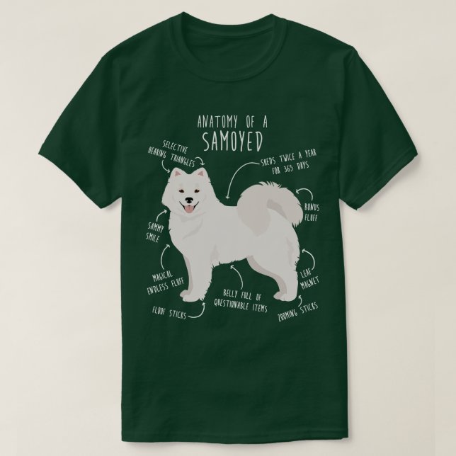 Samoyed Dog Anatomy T-Shirt (Design Front)