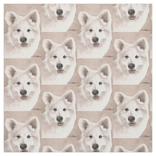Samoyed Dog Art Fabric | Zazzle.com