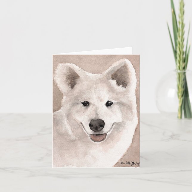 Samoyed Dog Art Note Card (Front)