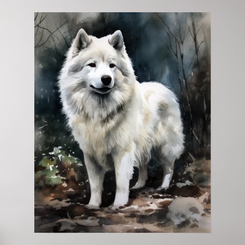 Samoyed Dog Art Print Poster