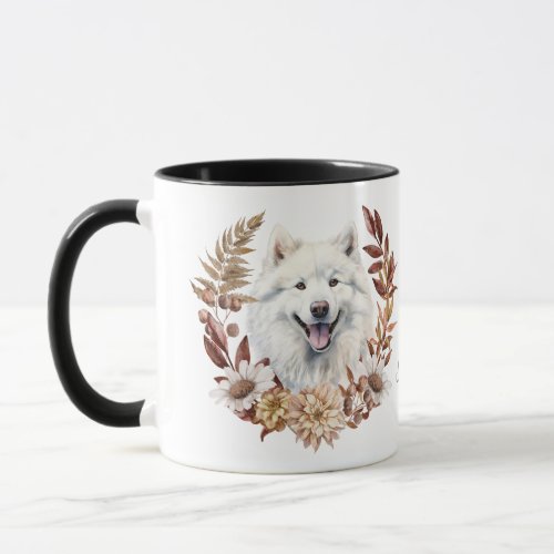 Samoyed Dog Autumn Wreath Mug