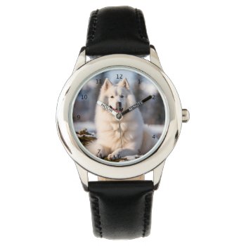 Samoyed Dog Beautiful Portrait In Snow Watch by roughcollie at Zazzle