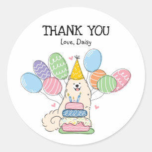 Samoyed Dog Birthday Party Favor Tags Sticker