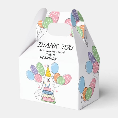 Samoyed Dog Birthday Thank You Favor Box