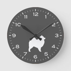 Samoyed Dog Breed Silhouette Round Clock