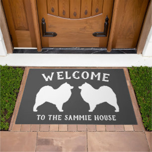 Samoyed Dog Breed Silhouettes Custom Doormat